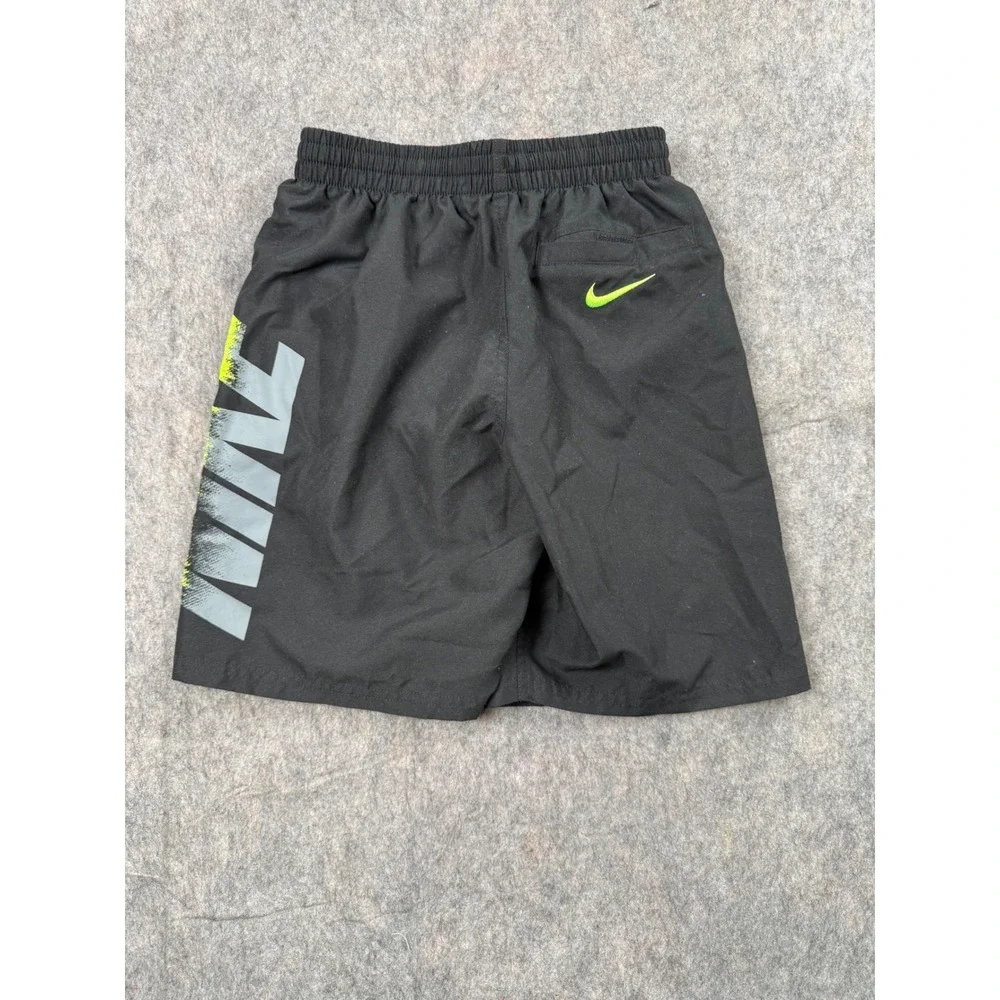 Nike Boys Swim Trunks Black Neon Yellow Mesh Lined Shorts Size‎ Medium M 10-12